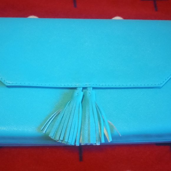 CHI Turquoise Blue Handbag Envelope Shape Travel Accessories Collectible Faux - Picture 1 of 7